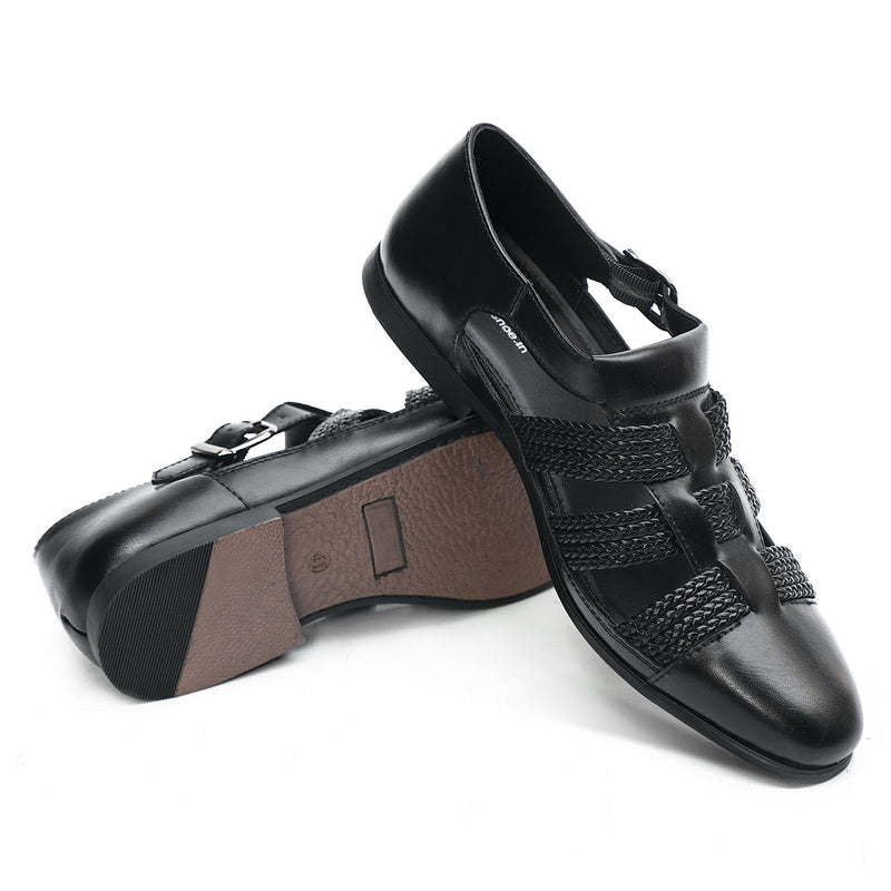 NICHE Black Hand Braided Unique Designer Sandals