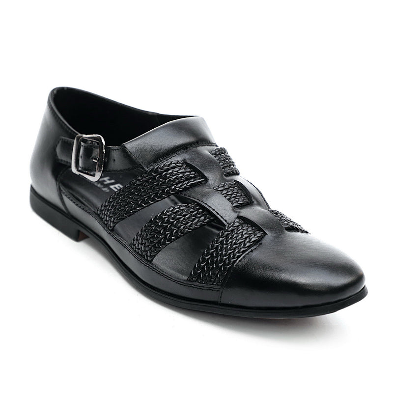 NICHE Black Hand Braided Unique Designer Sandals