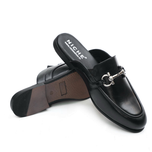 NICHE Black Comfy Horsebit Mule