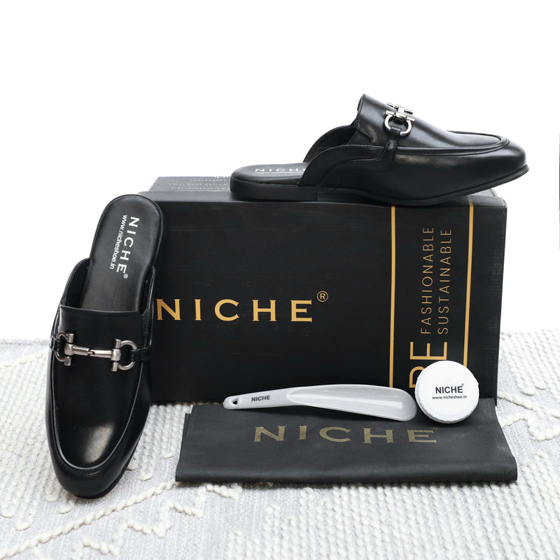 NICHE Black Comfy Horsebit Mule