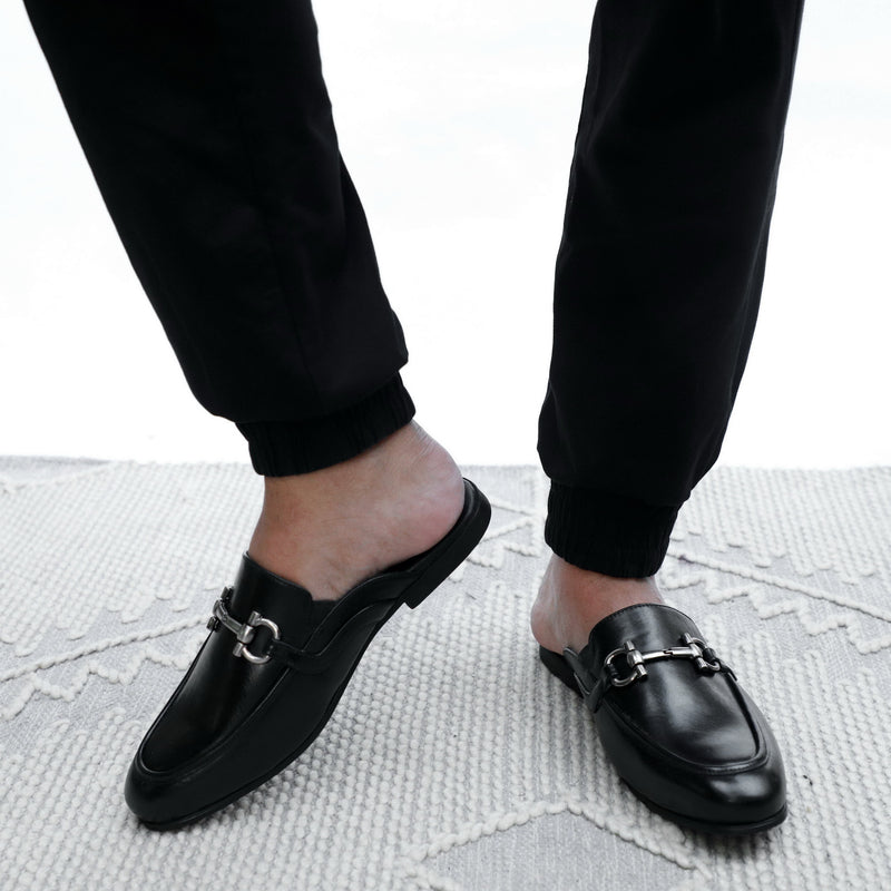 NICHE Black Comfy Horsebit Mule
