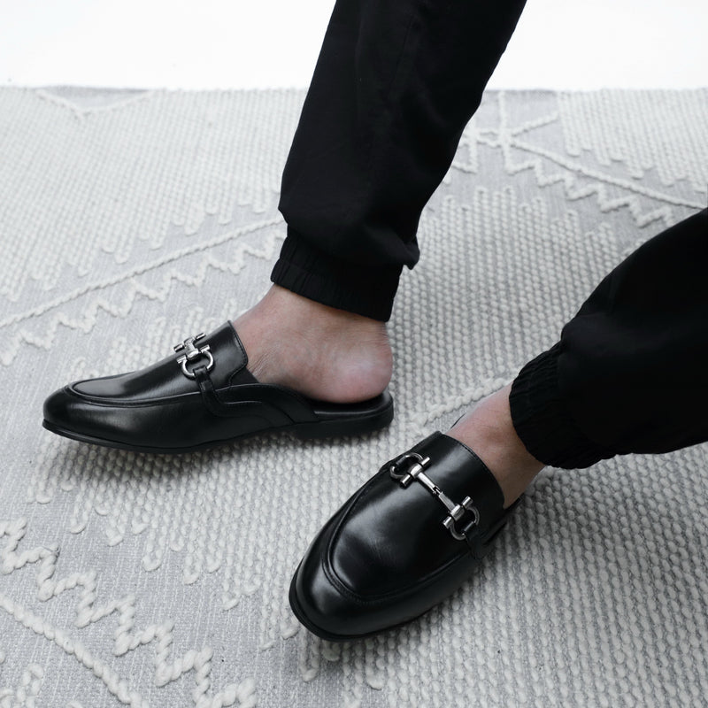 NICHE Black Comfy Horsebit Mule