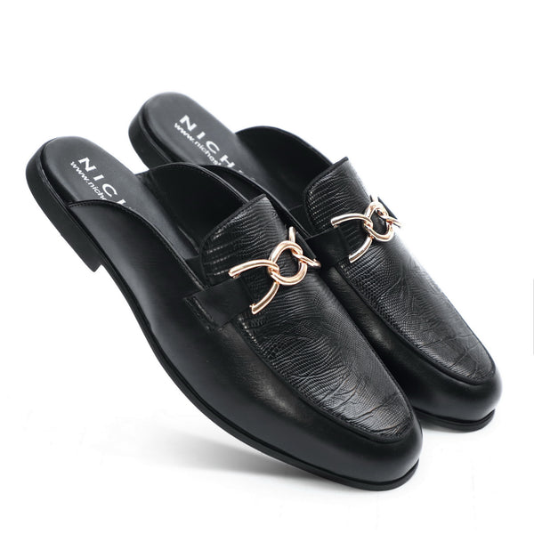 NICHE Black Designer Horsebit Mule