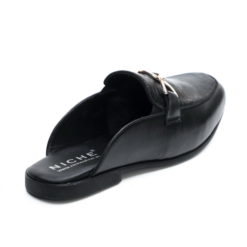 NICHE Black Designer Horsebit Mule