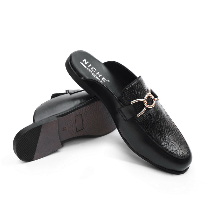 NICHE Black Designer Horsebit Mule