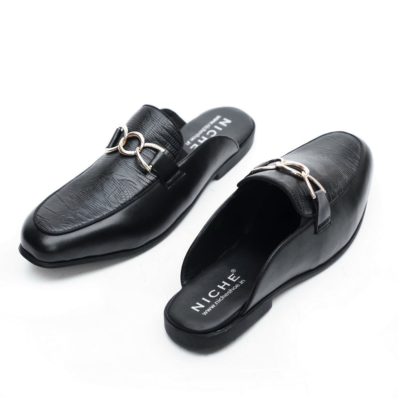 NICHE Black Designer Horsebit Mule