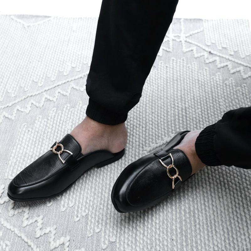 NICHE Black Designer Horsebit Mule