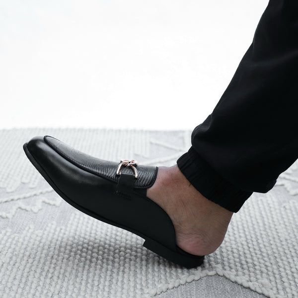 NICHE Black Designer Horsebit Mule