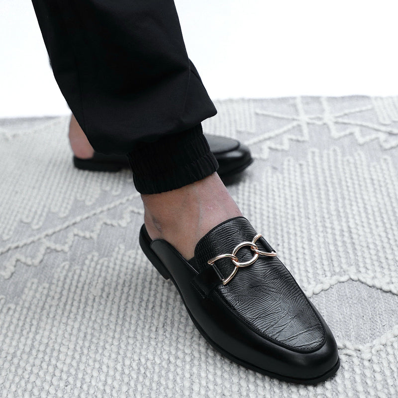 NICHE Black Designer Horsebit Mule