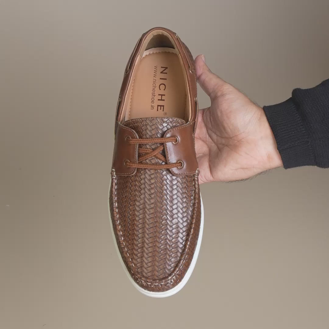NICHE Brown Ultra Lite Handwoven Casual Loafers