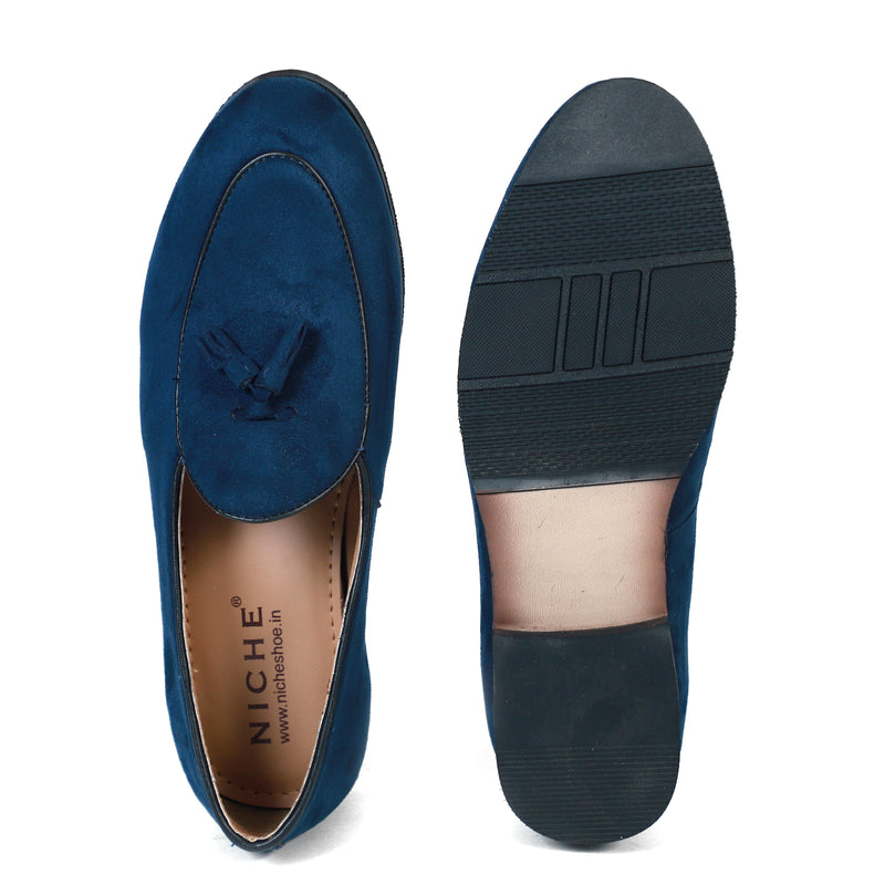 NICHE Blue Suede Tassel Loafers