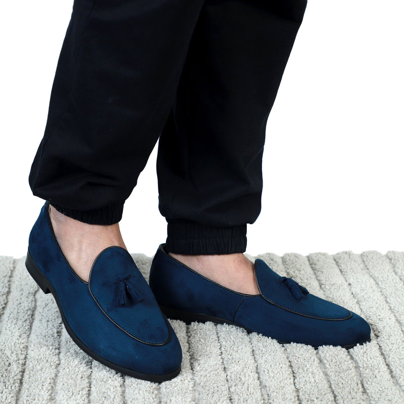 NICHE Blue Suede Tassel Loafers