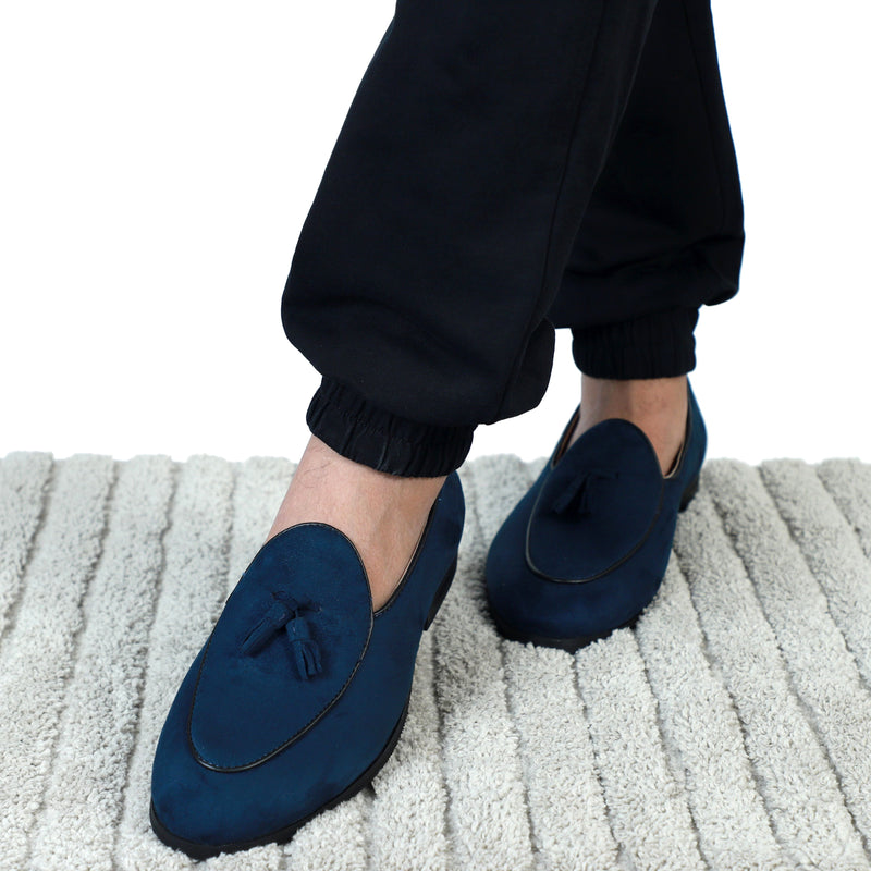 NICHE Blue Suede Tassel Loafers