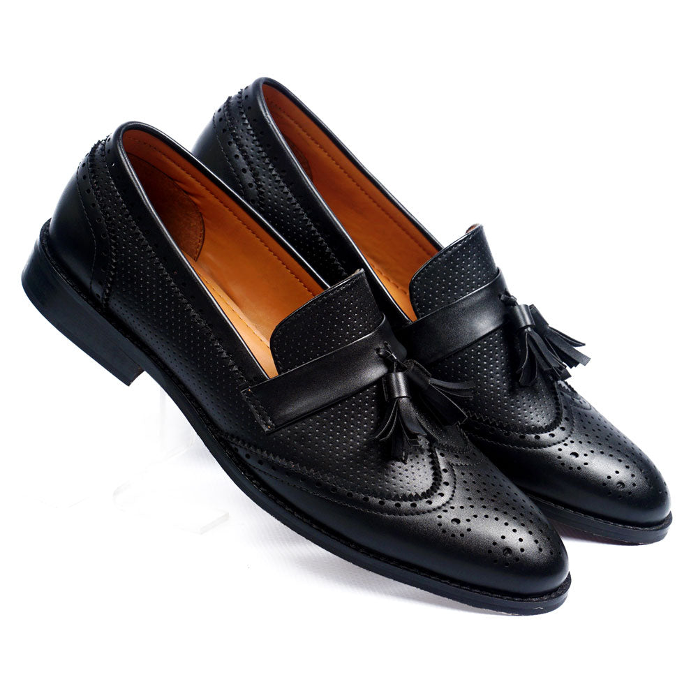 Formal Shoes Mens Black Leather Tassel Loafers Buy Michan Black