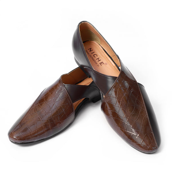 Niche Brown Croc Designer Sandals