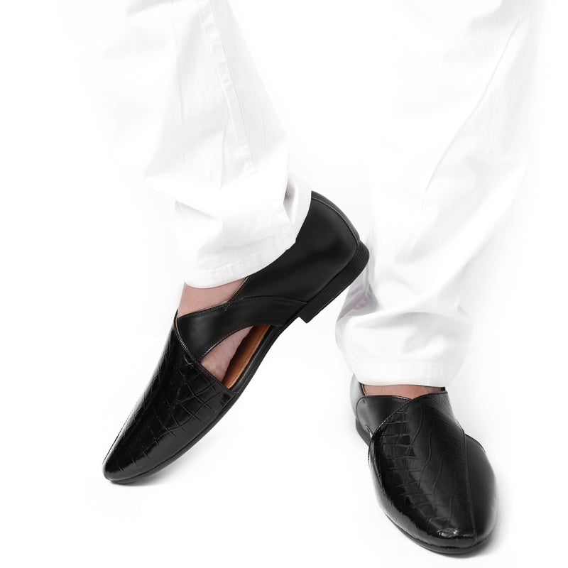 Niche Black Croc Designer Sandals