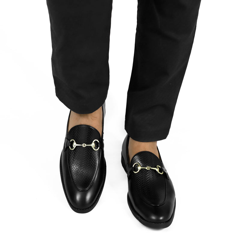 NICHE Black Designer Horsebit Loafers