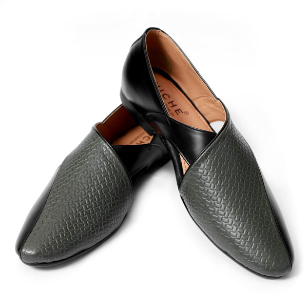Niche Olive Black Embossed Designer Sandals