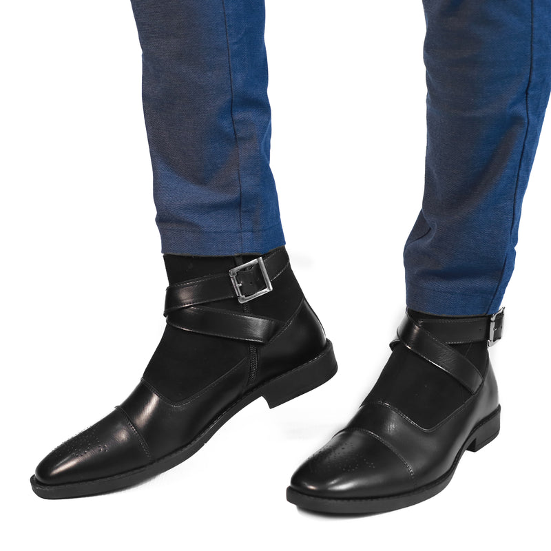 NICHE Black Nappa Zip-Up Boots