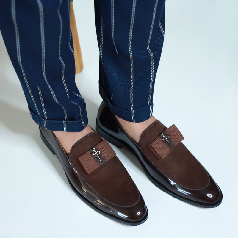 NICHE Brown Patent Brooch Loafers