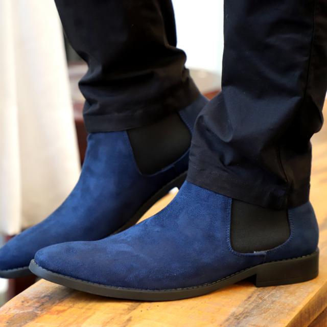 Navy blue 2025 chelsea boots mens